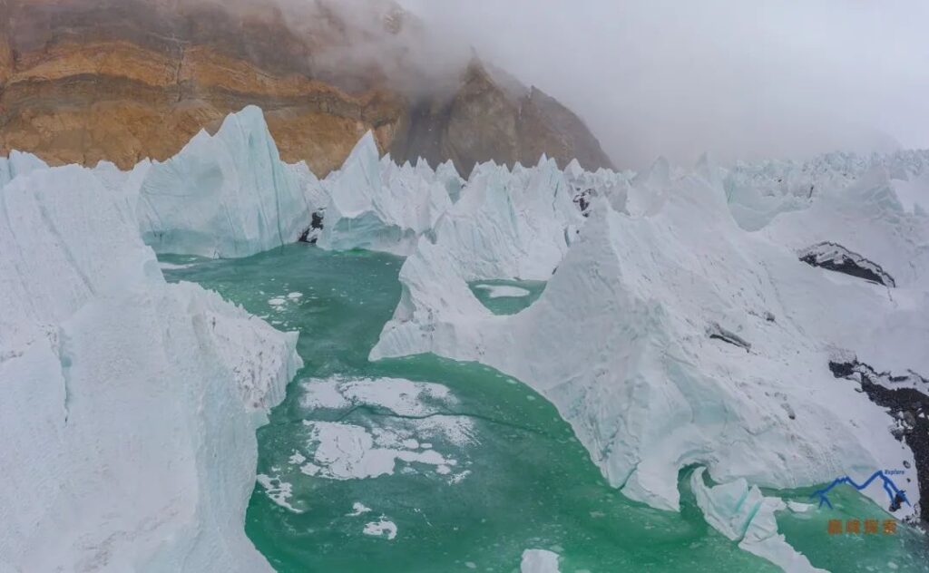 Ice tower forest and glacier lake ↑