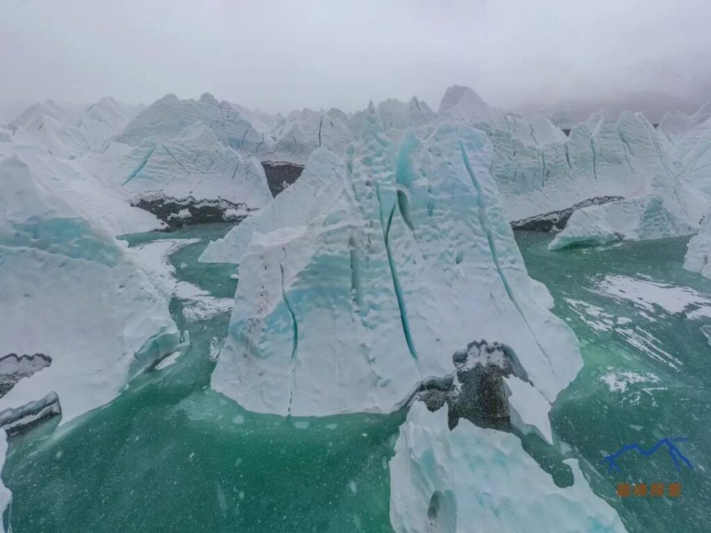 Ice tower forest and glacier lake ↑