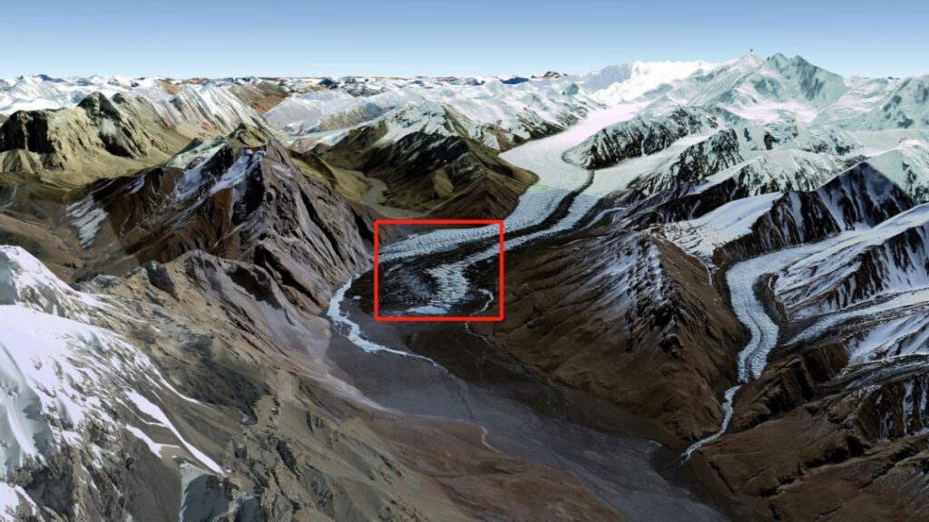 Geographical location map of Telamukanli Glacier ↑