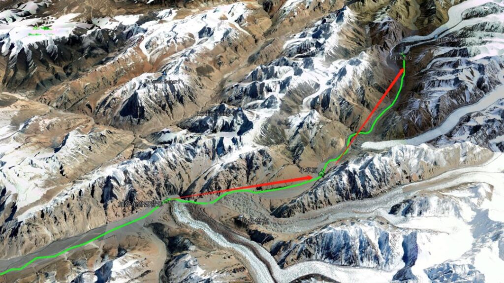 Route map of Telamukanli Glacier ↑